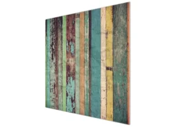 Banjado Herdabdeckplatte Glas 1 Teilig 60x52CM Schneidebrett Herdabdeckung Mit Motiv Bunte Bretterwand