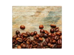 Banjado Herdabdeckplatte Glas 1 Teilig 60x52CM Schneidebrett Herdabdeckung Mit Motiv Kaffeebohnen