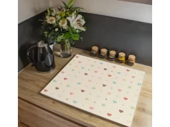 Banjado Herdabdeckplatte Glas 1 Teilig 60x52CM Schneidebrett Herdabdeckung Mit Motiv Herzen Bunt