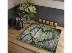 Banjado Herdabdeckplatte Glas 1 Teilig 60x52CM Schneidebrett Herdabdeckung Mit Motiv Herz Aus Moos