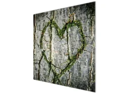 Banjado Herdabdeckplatte Glas 1 Teilig 60x52CM Schneidebrett Herdabdeckung Mit Motiv Herz Aus Moos