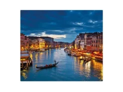 Banjado Herdabdeckplatte Glas 1 Teilig 60x52CM Schneidebrett Herdabdeckung Mit Motiv Canale Grande Bei Nacht