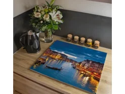 Banjado Herdabdeckplatte Glas 1 Teilig 60x52CM Schneidebrett Herdabdeckung Mit Motiv Canale Grande Bei Nacht