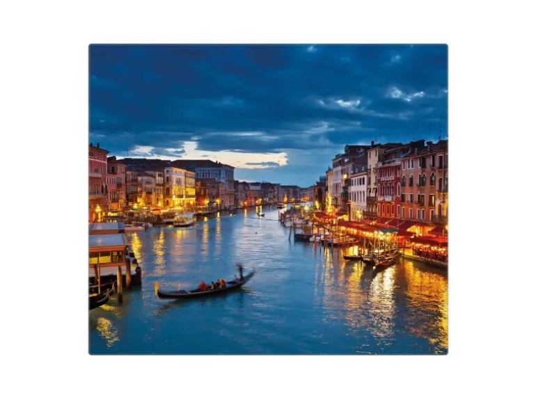 Banjado Herdabdeckplatte Glas 1 Teilig 60x52CM Schneidebrett Herdabdeckung Mit Motiv Canale Grande Bei Nacht