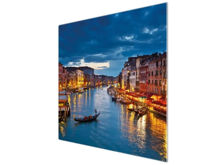 Banjado Herdabdeckplatte Glas 1 Teilig 60x52CM Schneidebrett Herdabdeckung Mit Motiv Canale Grande Bei Nacht