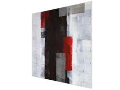 Banjado Herdabdeckplatte Glas 1 Teilig 60x52CM Schneidebrett Herdabdeckung Mit Motiv Abstrakt Rot