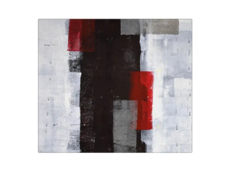 Banjado Herdabdeckplatte Glas 1 Teilig 60x52CM Schneidebrett Herdabdeckung Mit Motiv Abstrakt Rot