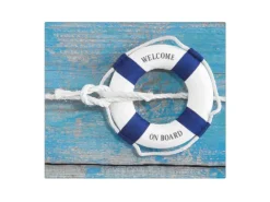 Banjado Herdabdeckplatte Glas 1 Teilig 60x52CM Schneidebrett Herdabdeckung Mit Motiv Blauer Rettungsring