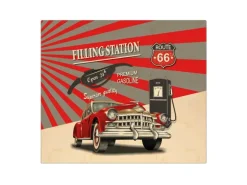 Banjado Herdabdeckplatte Glas 1 Teilig 60x52CM Schneidebrett Herdabdeckung Mit Motiv Filling Station