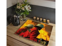 Banjado Herdabdeckplatte Glas 1 Teilig 60x52CM Schneidebrett Herdabdeckung Mit Motiv Feuer