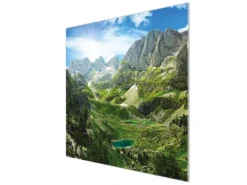 Banjado Herdabdeckplatte Glas 1 Teilig 60x52CM Schneidebrett Herdabdeckung Mit Motiv Bergsee Alpen