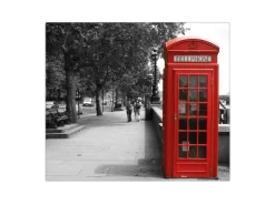 Banjado Herdabdeckplatte Glas 1 Teilig 60x52CM Schneidebrett Herdabdeckung Mit Motiv London Red Telephone