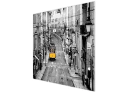 Banjado Herdabdeckplatte Glas 1 Teilig 60x52CM Schneidebrett Herdabdeckung Mit Motiv Lissabon