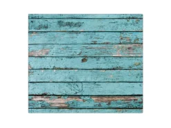 Banjado Herdabdeckplatte Glas 1 Teilig 60x52CM Schneidebrett Herdabdeckung Mit Motiv Blaue Holzlatten