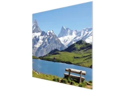 Banjado Herdabdeckplatte Glas 1 Teilig 60x52CM Schneidebrett Herdabdeckung Mit Motiv Alpen