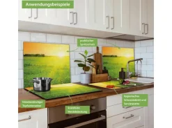 Banjado Herdabdeckplatte Glas 1 Teilig 60x52CM Schneidebrett Herdabdeckung Mit Motiv Guten Morgen 2