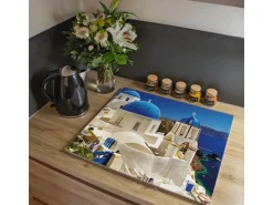 Banjado Herdabdeckplatte Glas 1 Teilig 60x52CM Schneidebrett Herdabdeckung Mit Motiv Griechenland