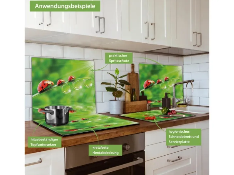 Banjado Herdabdeckplatte Glas 1 Teilig 60x52CM Schneidebrett Herdabdeckung Mit Motiv Für Jeden Einen