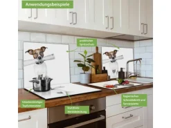 Banjado Herdabdeckplatte Glas 1 Teilig 60x52CM Schneidebrett Herdabdeckung Mit Motiv Business Day