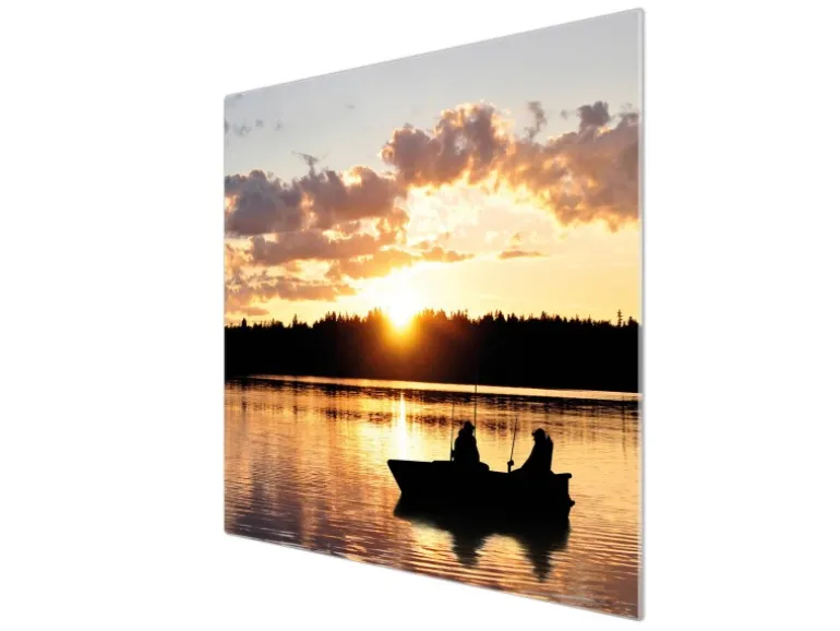 Banjado Herdabdeckplatte Glas 1 Teilig 60x52CM Schneidebrett Herdabdeckung Mit Motiv Angler