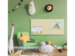 Banjado Magnettafel 78x37cm Magnetwand  Silber Aus Metall Magnetpinnwand Pinnwand Inkl. 4 Magnete Motiv Beige