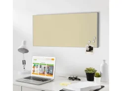 Banjado Magnettafel 78x37cm Magnetwand  Silber Aus Metall Magnetpinnwand Pinnwand Inkl. 4 Magnete Motiv Beige