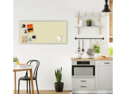 Banjado Magnettafel 78x37cm Magnetwand  Silber Aus Metall Magnetpinnwand Pinnwand Inkl. 4 Magnete Motiv Beige