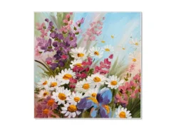 Banjado Magnettafel 50x50cm Magnetwand Weiß Aus Metall Magnetpinnwand Pinnwand Inkl. 4 Magnete Motiv Sommerstrauss