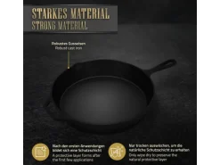 Bbq#Boss Bratpfanne Gusseisen 31cm Gusseisenpfanne mit Doppelgriff und Ausgießer