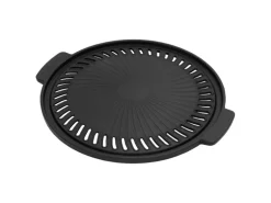 Bbq#Boss Grillplatte aus Gusseisen 32 cm Runde Gusspfanne Gerippte Bratpfanne