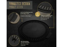 Bbq#Boss Grillplatte aus Gusseisen 32 cm Runde Gusspfanne Gerippte Bratpfanne