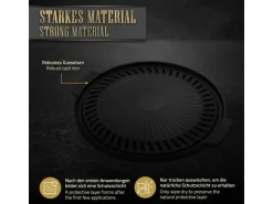 Bbq#Boss Grillplatte aus Gusseisen 32 cm Runde Gusspfanne Gerippte Bratpfanne