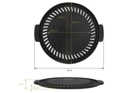 Bbq#Boss Grillplatte aus Gusseisen 32 cm Runde Gusspfanne Gerippte Bratpfanne