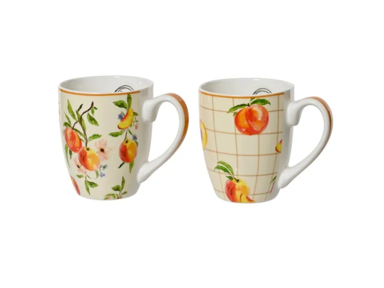 Becher 2-fach Sortiert Pfirsich-Motiv Porzellan Ø 9,1 cm x 10,5 cm Bunt