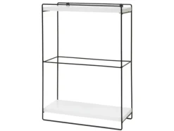 BERLINLODGE Wandregal HxBxT 50x35x17cm Massiv-Holz Metall Industrial 2 Regalböden Weiß Hängeregal Regal Küchenregal