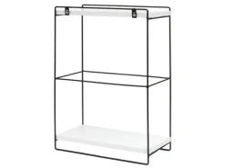 BERLINLODGE Wandregal HxBxT 50x35x17cm Massiv-Holz Metall Industrial 2 Regalböden Weiß Hängeregal Regal Küchenregal