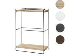 BERLINLODGE Wandregal HxBxT 50x35x17cm Massiv-Holz Metall Industrial 2 Regalböden Weiß Hängeregal Regal Küchenregal