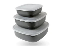 Bestgoodies Vorratsdosen 6er Set Eckig Grau 2 x 3er