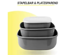 Bestgoodies Vorratsdosen 6er Set Eckig Grau 2 x 3er