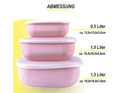 Bestgoodies Vorratsdosen 9er Set Eckig Rosa 3 x 3er