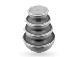 Bestgoodies Vorratsdosen 12er Set Rund Grau 3 x 4er