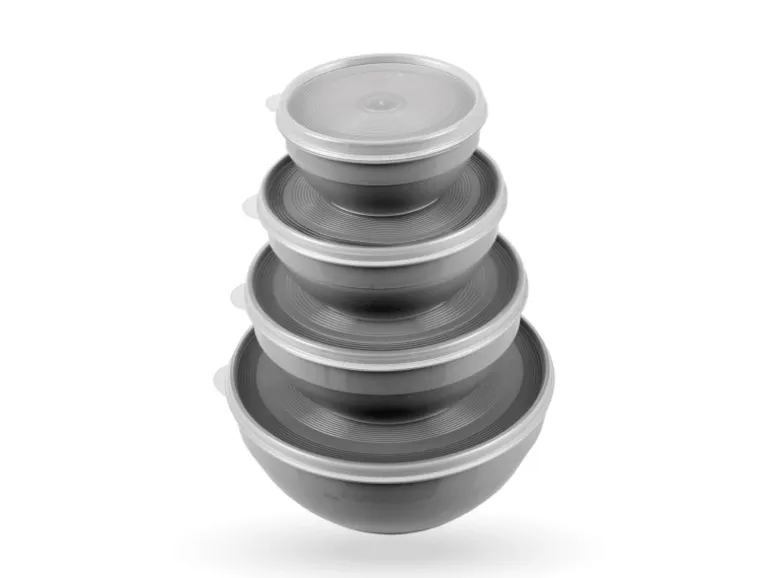 Bestgoodies Vorratsdosen 12er Set Rund Grau 3 x 4er