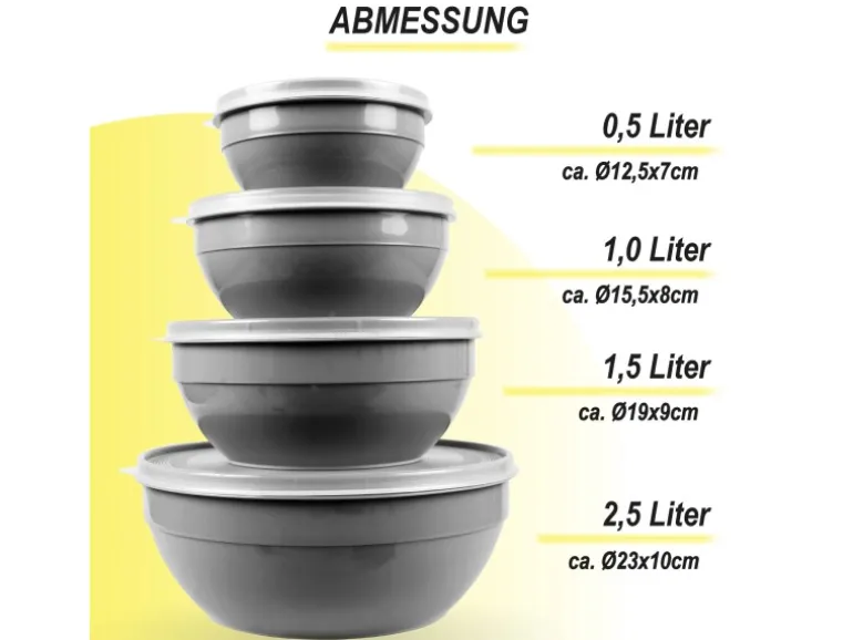 Bestgoodies Vorratsdosen 12er Set Rund Grau 3 x 4er