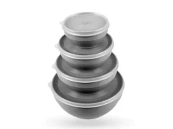 Bestgoodies Vorratsdosen 8er Set Rund Grau 2 x 4er