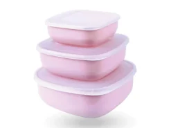 Bestgoodies Vorratsdosen 6er Set Eckig Rosa 2 x 3er