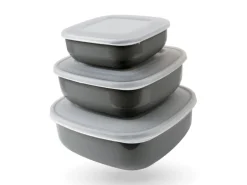 Bestgoodies Vorratsdosen 9er Set Eckig Grau 3 x 3er