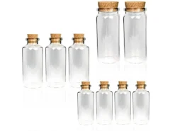 Bestlivings Fläschchen Glas mit Korken 12er Pack Mix 2 x 50ml & 4 x 10 ml & 6 x 30 ml
