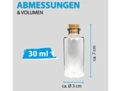 Bestlivings Fläschchen Glas mit Korken 24er Pack Mix 4 x 50 ml & 8 x 10 ml & 12 x 30 ml