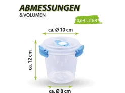 Bestlivings Frischhaltebox 0,64L Joghurt Im Set Blau 4er Pack