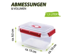 Bestlivings Frischhaltebox 1,5L Lunchbox Im Set Rot 1er Pack